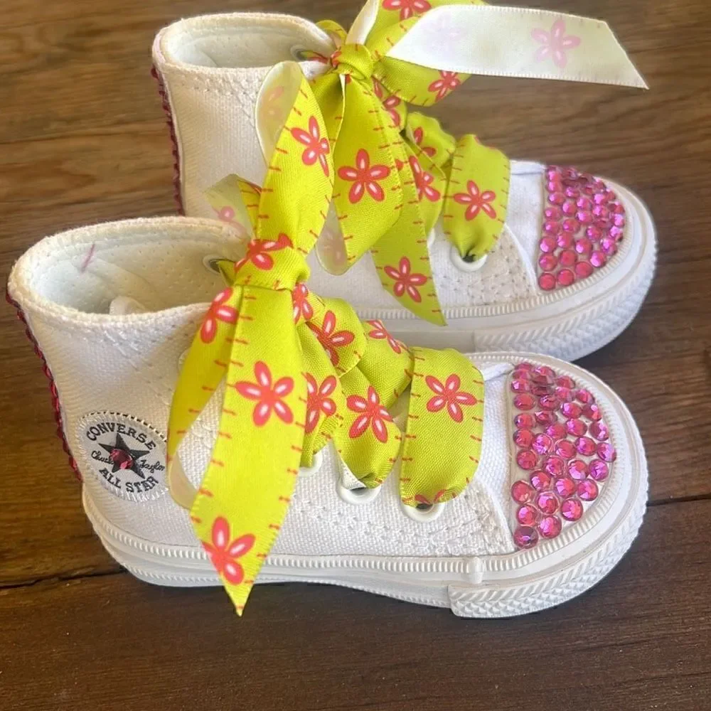 NEW Converse Custom Embellished Crystal All Star Sneakers Shoes Infant Sz 2